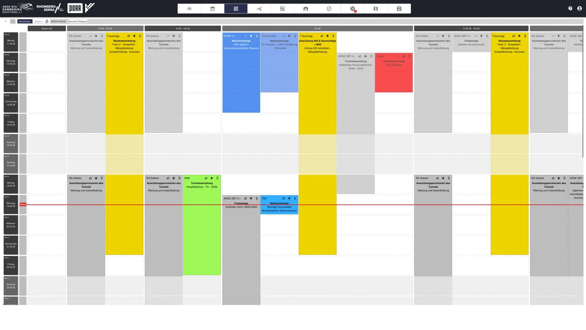 Gewerkeplanung — Bildschirmausschnitt der Construction-Management-Plattform