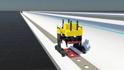 3D-Simulation eines Gleisbauablaufs entlang einer Bahntrasse mit dProB